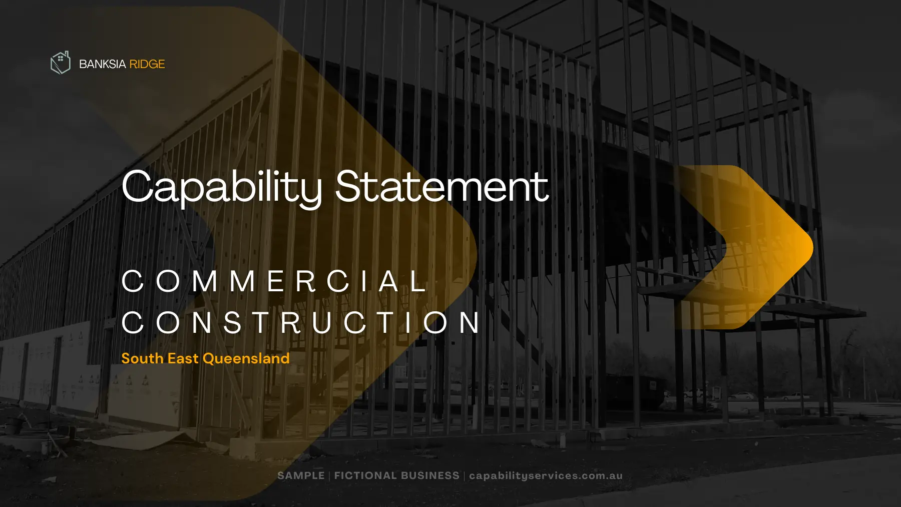 Cover, page 1 of the fictional Banksia Ridge capability statement